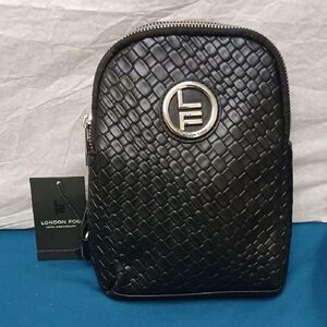 London Fog Black "BROADWAY DOUBLE COMP WOVEN SLING NWT